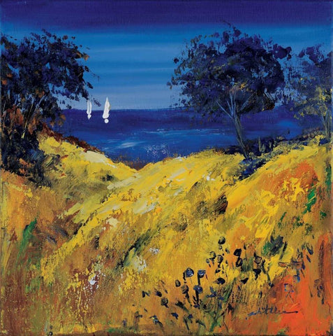 The sea and boats White Modern Wood Framed Art Print with Double Matting by Schottler, Katharina