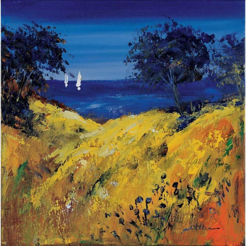 The sea and boats Gold Ornate Wood Framed Art Print with Double Matting by Schottler, Katharina