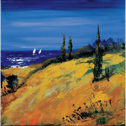 The sea and dunes Black Modern Wood Framed Art Print by Schottler, Katharina