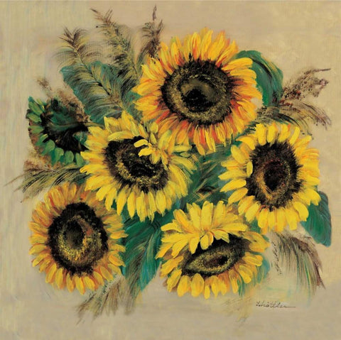 Sparkling sunflowers White Modern Wood Framed Art Print with Double Matting by Schottler, Katharina