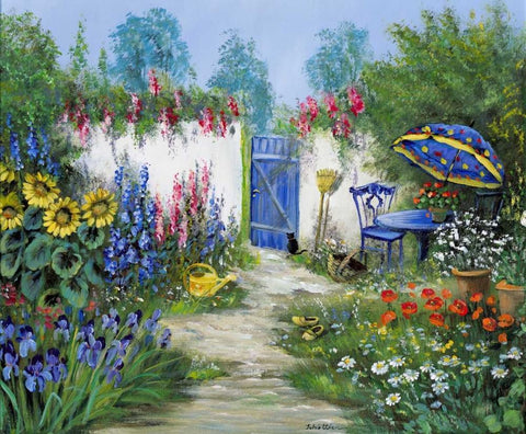 Sparkling backyard White Modern Wood Framed Art Print with Double Matting by Schottler, Katharina