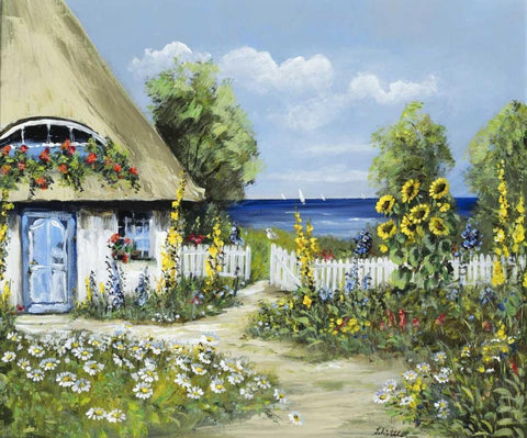 Welcome at our place White Modern Wood Framed Art Print with Double Matting by Schottler, Katharina