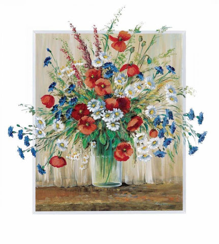A vase with poppies White Modern Wood Framed Art Print with Double Matting by Schottler, Katharina