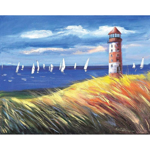 Lighthouse II Black Modern Wood Framed Art Print with Double Matting by Schottler, Katharina