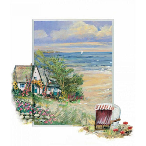 Near the sea White Modern Wood Framed Art Print by Schottler, Katharina