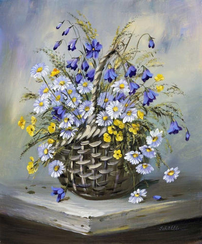 Colourful basket White Modern Wood Framed Art Print with Double Matting by Schottler, Katharina