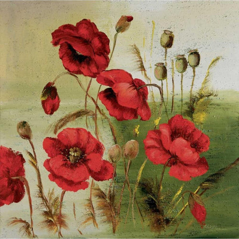 Red poppies composition I Black Modern Wood Framed Art Print by Schottler, Katharina
