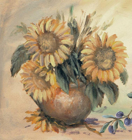 Sunflower bouquet ll White Modern Wood Framed Art Print with Double Matting by Schottler, Katharina