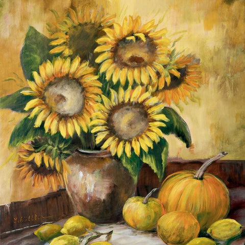 Sunflower bouquet lV White Modern Wood Framed Art Print by Schottler, Katharina