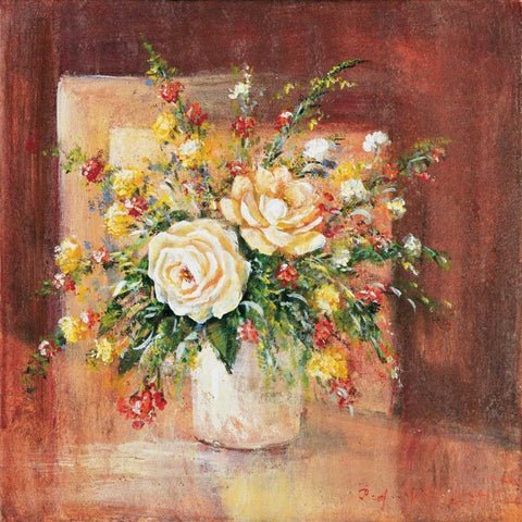 Flores Espanol ll Black Modern Wood Framed Art Print with Double Matting by Schottler, Katharina