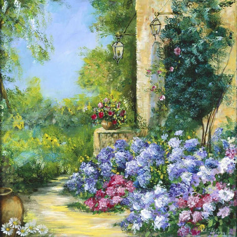 Judiths Garden Black Ornate Wood Framed Art Print with Double Matting by Schottler, Katharina