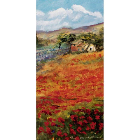 Italy red field Gold Ornate Wood Framed Art Print with Double Matting by Schottler, Katharina