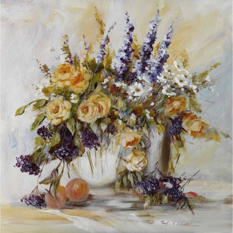 Classico Flowers Gold Ornate Wood Framed Art Print with Double Matting by Schottler, Katharina