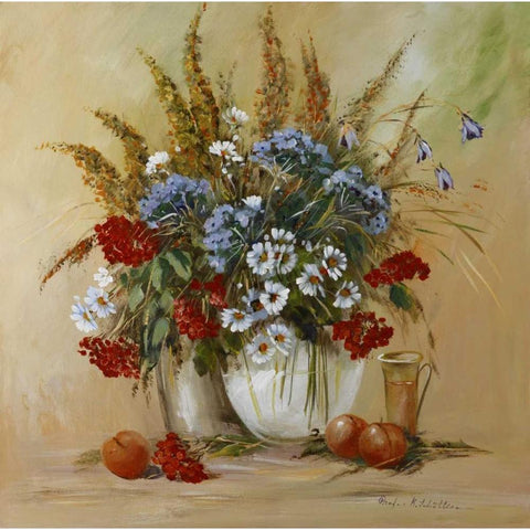 Classico Flowers Gold Ornate Wood Framed Art Print with Double Matting by Schottler, Katharina