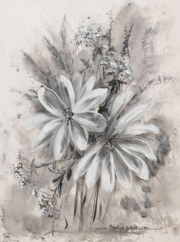 Greytone I White Modern Wood Framed Art Print with Double Matting by Schottler, Katharina