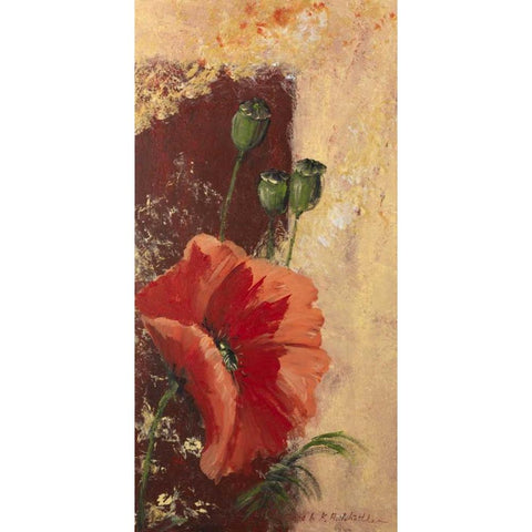 Redfloral III Gold Ornate Wood Framed Art Print with Double Matting by Schottler, Katharina