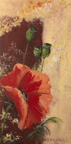 Redfloral III Black Ornate Wood Framed Art Print with Double Matting by Schottler, Katharina