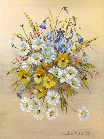 Roadside bouquet I Black Ornate Wood Framed Art Print with Double Matting by Schottler, Katharina