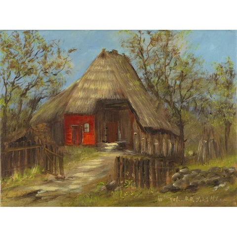 Old farmershouse II White Modern Wood Framed Art Print by Schottler, Katharina
