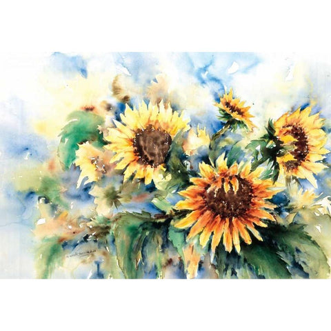 A bouquet of sunflowers White Modern Wood Framed Art Print by Kalsbeek-Vlasma, Klaske