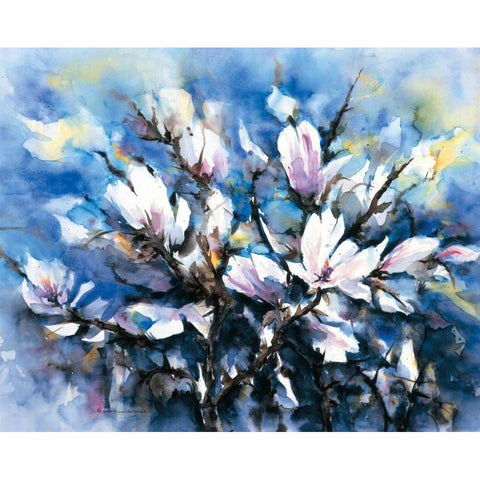 Magnolia Black Modern Wood Framed Art Print with Double Matting by Kalsbeek-Vlasma, Klaske