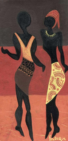 Afric figura I Black Ornate Wood Framed Art Print with Double Matting by Manek, Sabira