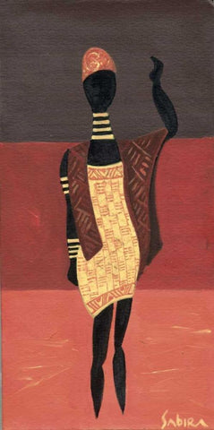 Afric figura II White Modern Wood Framed Art Print with Double Matting by Manek, Sabira