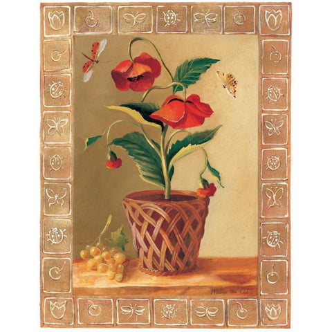 Le Coquelicot Gold Ornate Wood Framed Art Print with Double Matting by du Ciel, Milieu