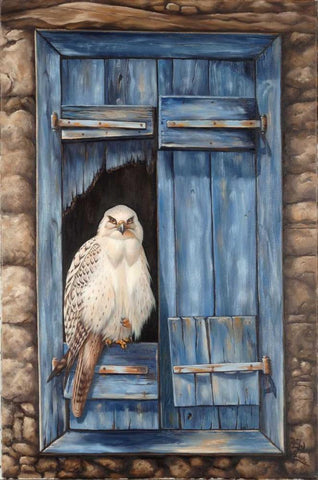 Look at me  Black Ornate Wood Framed Art Print with Double Matting by Schutte, Michel