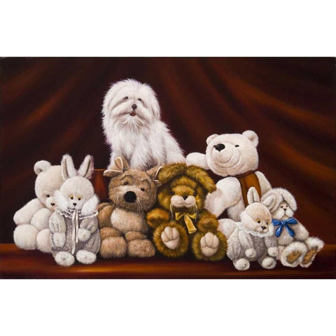 All Friends White Modern Wood Framed Art Print by Schutte, Michel