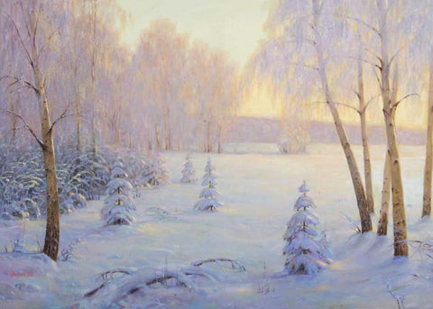 Winter I White Modern Wood Framed Art Print with Double Matting by Arndt, Nicolaj