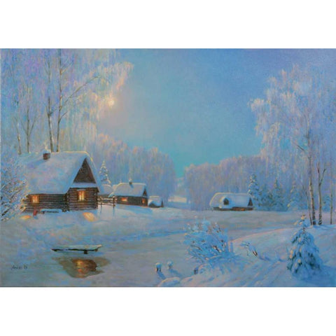 Winter II Black Modern Wood Framed Art Print with Double Matting by Arndt, Nicolaj