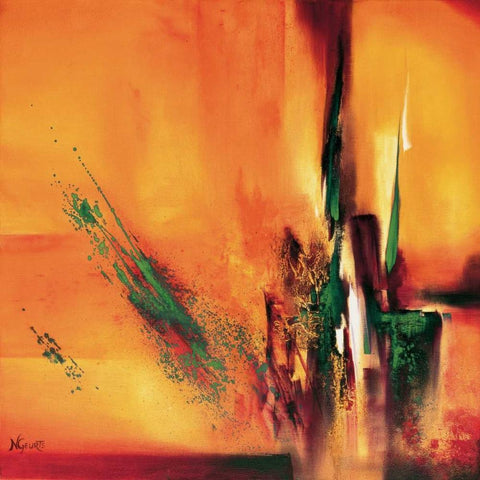 Abstract Impressions ll White Modern Wood Framed Art Print with Double Matting by Geurts, Nelly