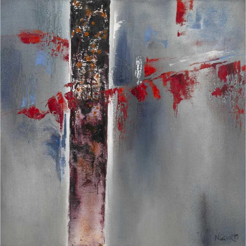 Red Splash I White Modern Wood Framed Art Print by Geurts, Nelly