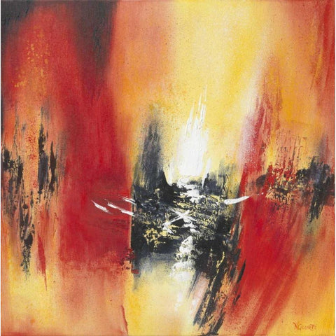 Orange Red I White Modern Wood Framed Art Print by Geurts, Nelly