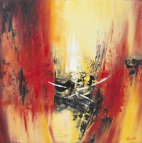 Orange Red II Black Ornate Wood Framed Art Print with Double Matting by Geurts, Nelly