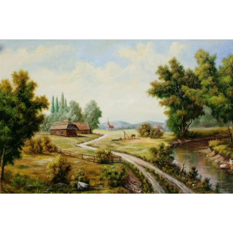 Selyskij Pejzaz White Modern Wood Framed Art Print by Vlagyislav, Najgyonov