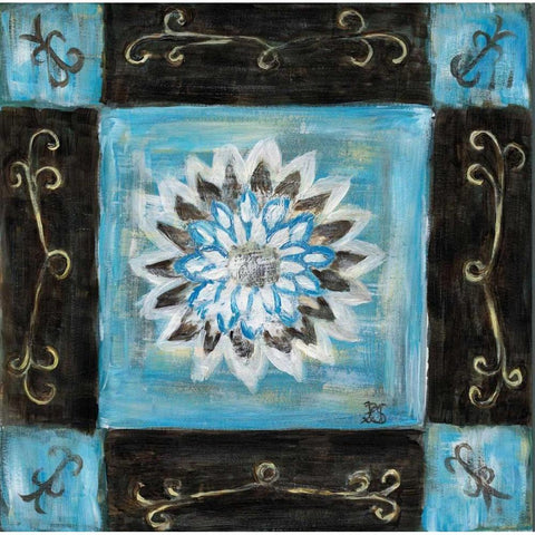 Retro Blue I Black Modern Wood Framed Art Print with Double Matting by van Aanholt, Pascalle