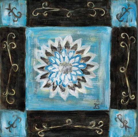 Retro Blue I White Modern Wood Framed Art Print with Double Matting by van Aanholt, Pascalle