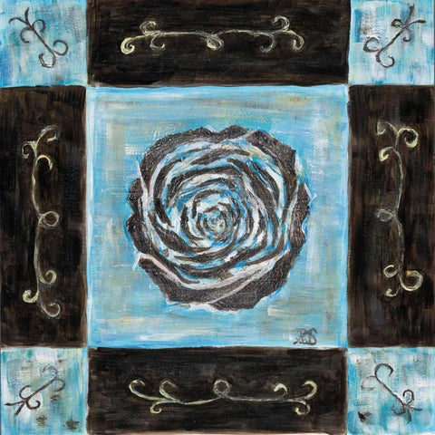 Retro Blue II Black Modern Wood Framed Art Print with Double Matting by van Aanholt, Pascalle