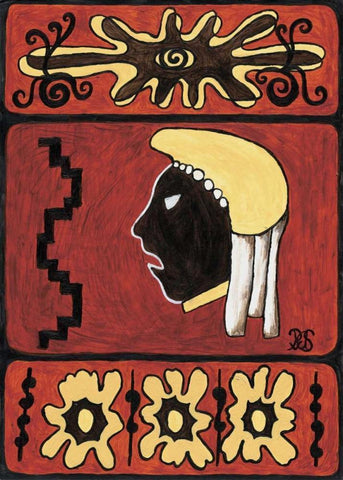 Etnica II Black Ornate Wood Framed Art Print with Double Matting by van Aanholt, Pascalle