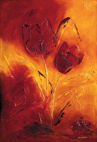 Blooming Tulips bouquet II White Modern Wood Framed Art Print with Double Matting by Pelzer-Janssen, Ine