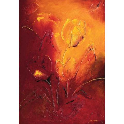 Blooming Tulips bouquet III White Modern Wood Framed Art Print by Pelzer-Janssen, Ine