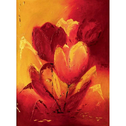 Blooming Tulips bouquet I Gold Ornate Wood Framed Art Print with Double Matting by Pelzer-Janssen, Ine