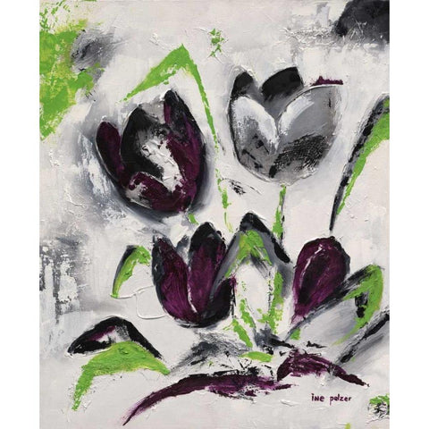 Abstract Tulip II Black Modern Wood Framed Art Print by Pelzer-Janssen, Ine