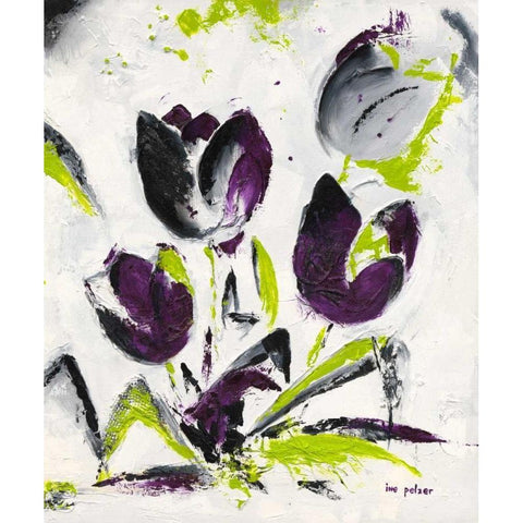 Abstract Tulip III White Modern Wood Framed Art Print by Pelzer-Janssen, Ine