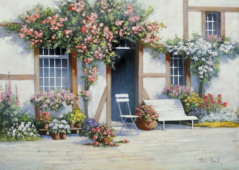 Pretty in pink White Modern Wood Framed Art Print with Double Matting by Motz, Peter