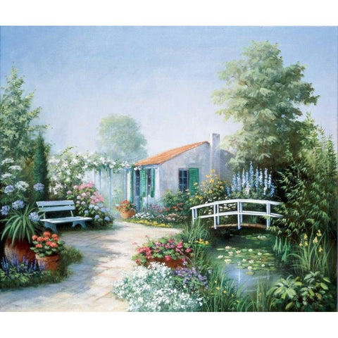 Beyond the bridge White Modern Wood Framed Art Print by Motz, Peter