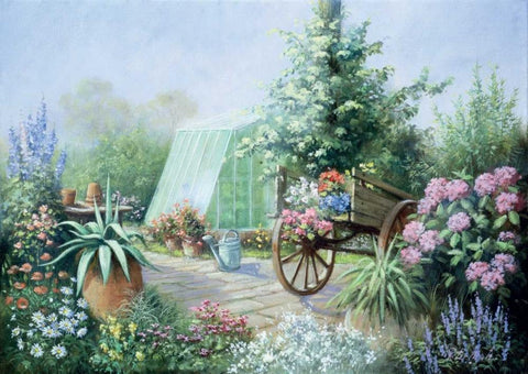 Peters place Black Ornate Wood Framed Art Print with Double Matting by Motz, Peter