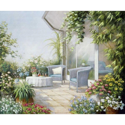 Summer afternoon Gold Ornate Wood Framed Art Print with Double Matting by Motz, Peter